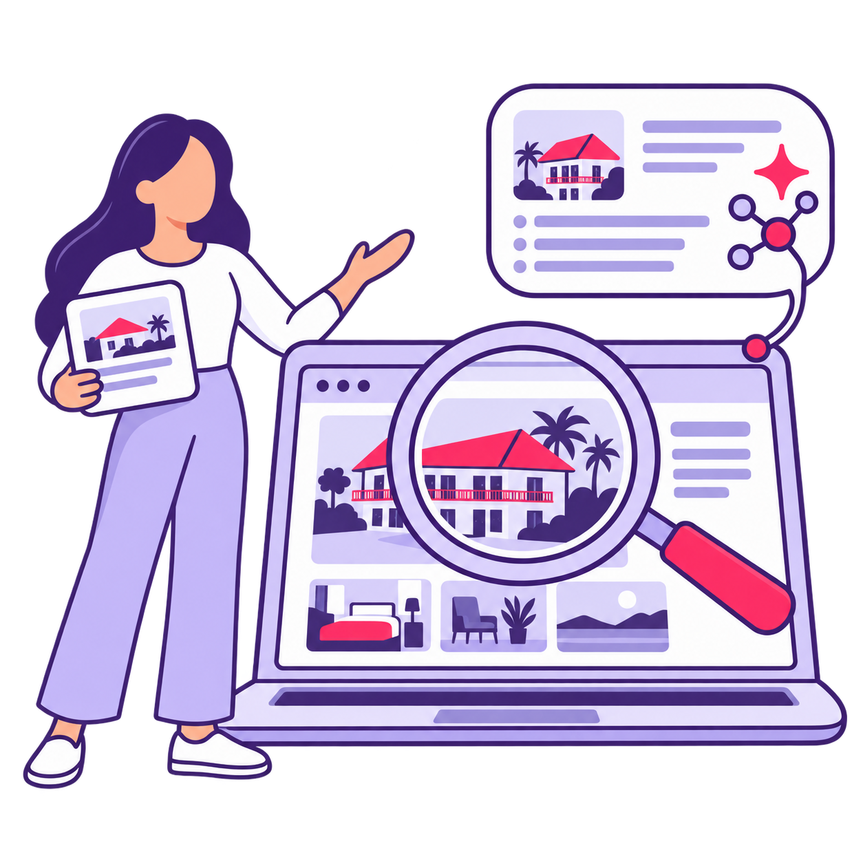 A website specialist using search and AI tools to make an accommodation website easier to discover